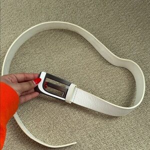 Guess White Belt with Silver Buckle